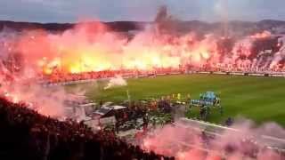 Amazing Pyro Show  Fireworks  PAOK Saloniki vs Olympiakos Piräus 16042014 [upl. by Atinot]