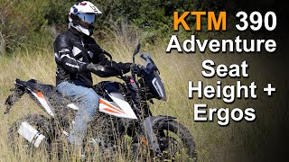 2020 KTM 390 Adventure  Seat Height Ergonomics amp Rider Fit [upl. by Anivad]