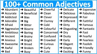 100 Common Adjectives in English 📚  Parts of speech [upl. by Meador]