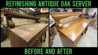 Refinishing Antique Tiger Oak Server  1820  Furniture Repair Restoration  How To Woodworking [upl. by Annahael]