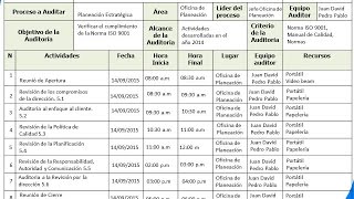 Como hacer un plan de auditoria interna iso 9001 [upl. by Pillihpnhoj888]