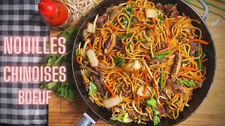 NOUILLES CHINOISES SAUTEES AU BOEUF  CHOW MEIN [upl. by Acenom]