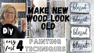 4 Painting Techniques to make NEW wood Look OLD amp DISTRESSED [upl. by Knut]