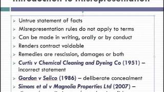 Misrepresentation Lecture 1 of 4 [upl. by Elsy516]